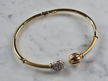 Womens Vintage Estate 18K Yellow Gold Cuff Bracelet