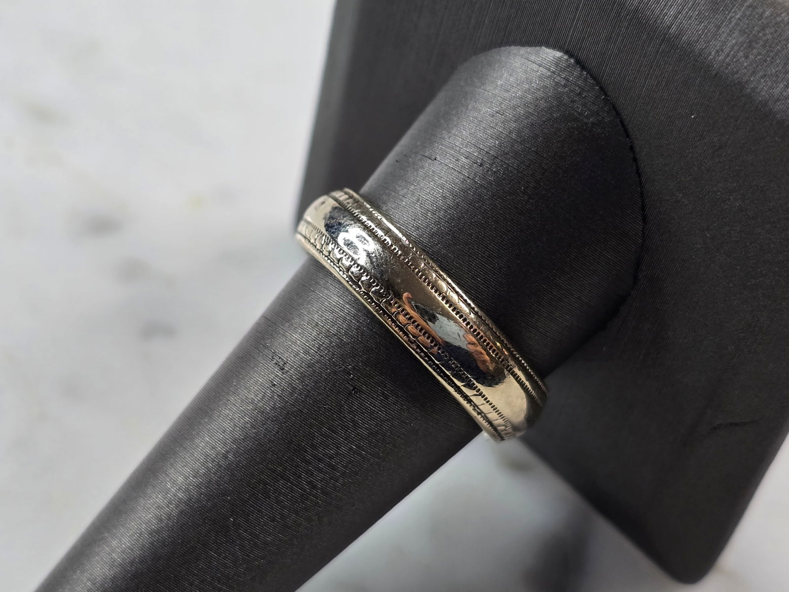 Mens Vintage Estate 14k White Gold Wedding Band Ring (1 of 4)