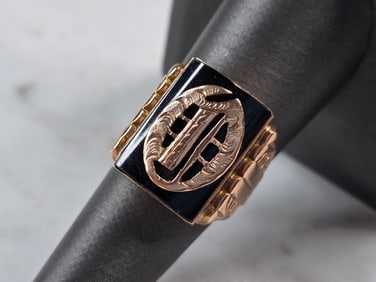Womens Vintage Estate 10K Rose Gold Band Signet Ring
