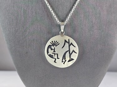 Sterling Silver Necklace W/ Southwestern Kokopelli Pend