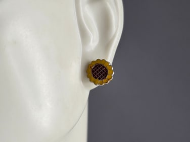 Womens Vintage Estate Sterling Silver Flower Earrings