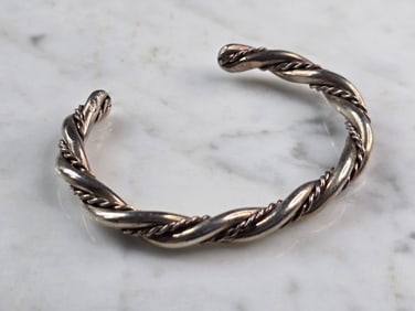 Womens Vintage Sterling Silver Modernist Cuff Bracelet