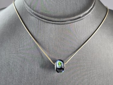 Womens Vintage Estate Sterling Silver Floral Charm Necklace