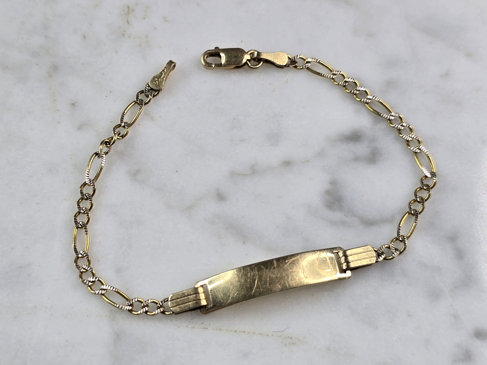 Kids Vintage Estate 14k Yellow Gold Chain Link ID Bracelet (1 of 4)