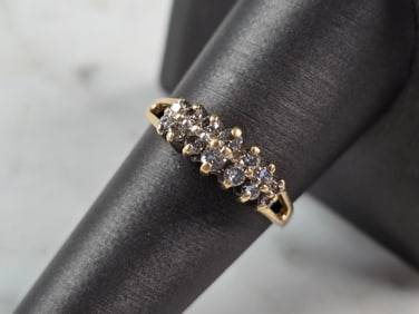 Womens Vintage Estate 14K Yellow Gold Diamond Cluster Ring