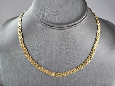 Womens Vintage Estate 14K Yellow Gold Mesh Necklace