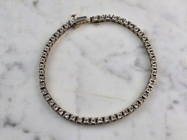 Womens Vintage Estate 10k Gold Diamond Tennis Bracelet