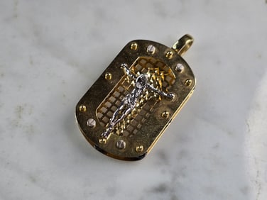 14K Yellow & White Gold Religious Cross Pendant