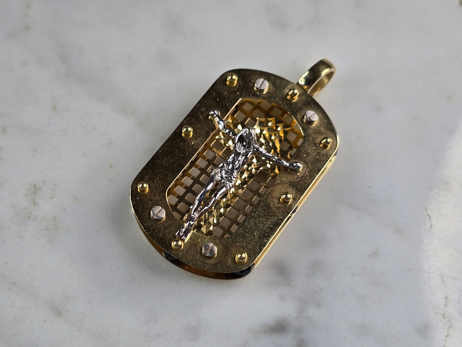 14K Yellow & White Gold Religious Cross Pendant (1 of 3)