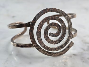 Womens Vintage Sterling Silver Spiral Modernist Bracele
