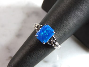 Womens Sterling Silver Modernist Opal Ring