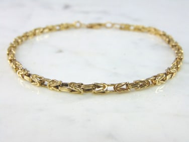 Womens Vintage Estate 14K Gold Byzantine Bracelet