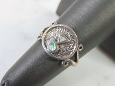 Sterling Silver Modern Abstract Abalone Ring