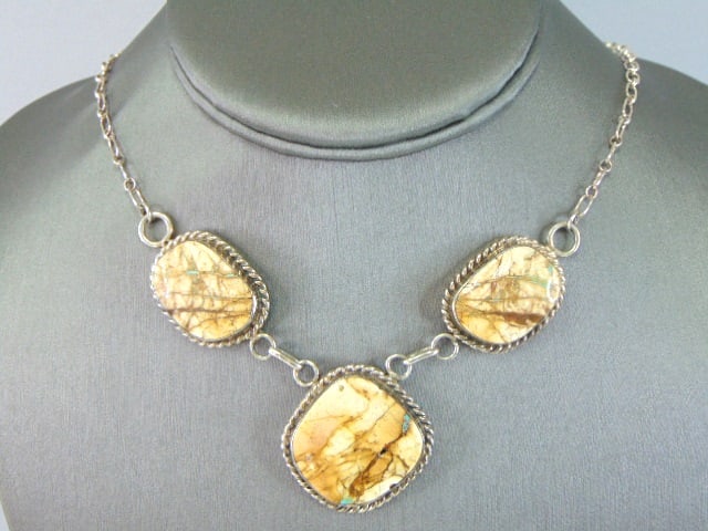 Womens Vintage Estate Sterling Silver Jasper Necklace (1 of 3)