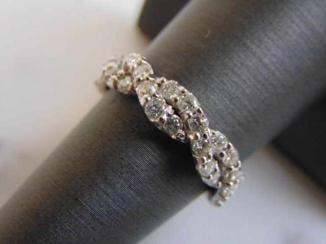 Womens 14K White Gold Diamond Braided Ring (1 of 4)