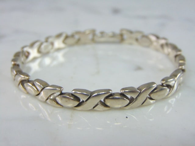 Womens Vintage Sterling Silver Modernist Bracelet (1 of 4)