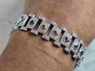 Womens Vintage Estate Sterling Silver Art Deco Bracelet