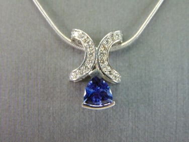 Womens 14K White Gold Diamond & Iolite Pendant