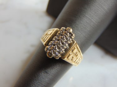 10K Yellow Gold & Diamond Cluster Designer BOGO Ring