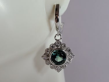 Womens Estate Sterling Silver Modernist CZ Earrings