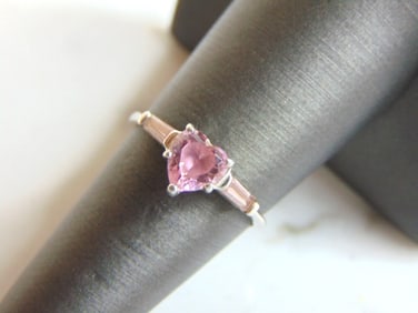 Womens Sterling Silver Ring w/ Morganite Colored Stone