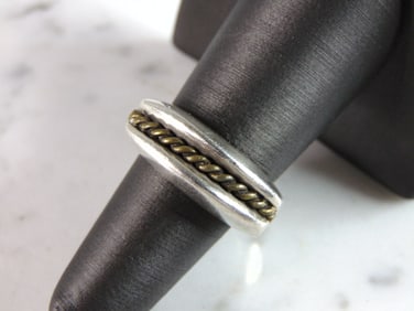 Mens Vintage Estate Heavy Sterling Silver Modernist Ring