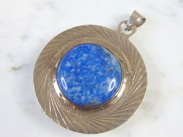 Womens Sterling Silver Lapis & Malachite Pendant