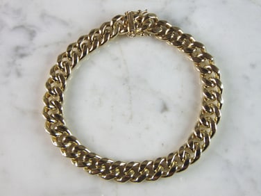 Mens Vintage Estate 14K Yellow Gold Chain Link Bracelet