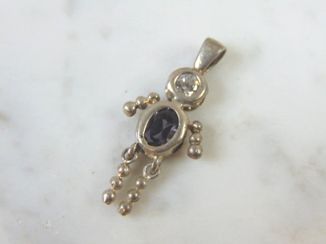 Womens Vintage Estate Sterling Silver Kid Pendant (1 of 2)