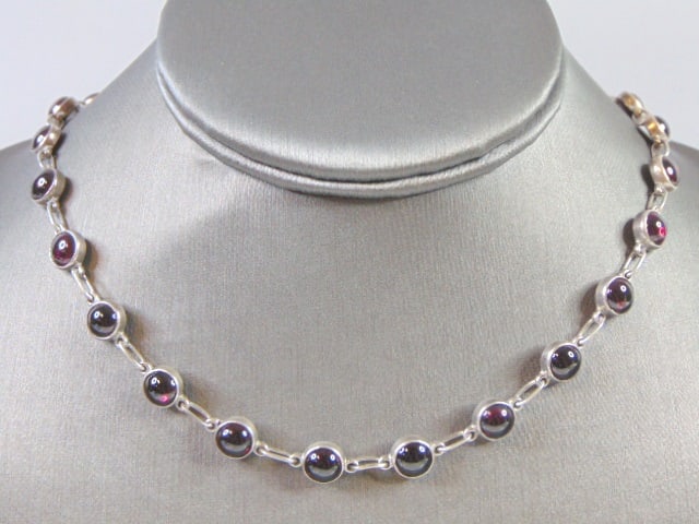 Womens Vintage Sterling Silver Rhodolite Necklace (1 of 2)