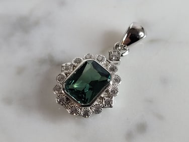 Womens Sterling Silver Modernist CZ Pendant