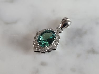 Womens Sterling Silver Modernist CZ Pendant