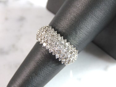 Womens Vintage Estate 10K White Gold Diamond Ring