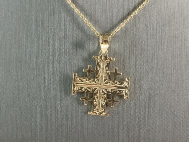 Womens Sterling Silver Gold Tone Religious Cross Pendant Necklace