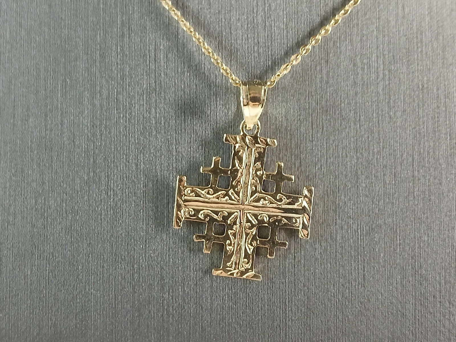 Womens Sterling Silver Gold Tone Religious Cross Pendant Necklace (1 of 4)