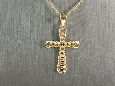 Womens Sterling Silver Gold Tone Religious Cross Pendant Necklace