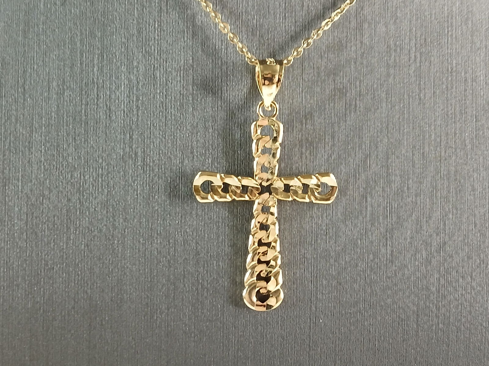 Womens Sterling Silver Gold Tone Religious Cross Pendant Necklace (1 of 4)