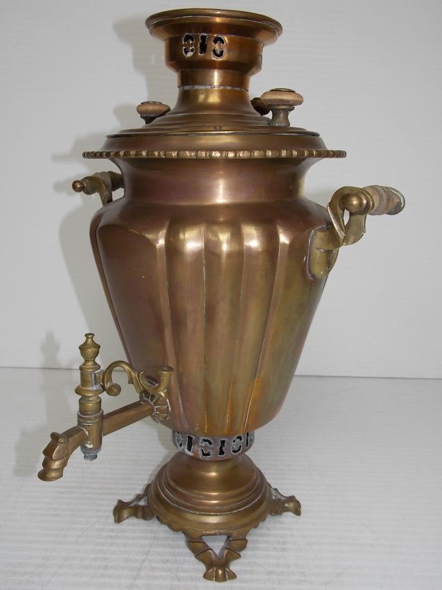 ANTIQUE BRASS RUSSIAN SAMOVAR COFFEE POT Lot 28