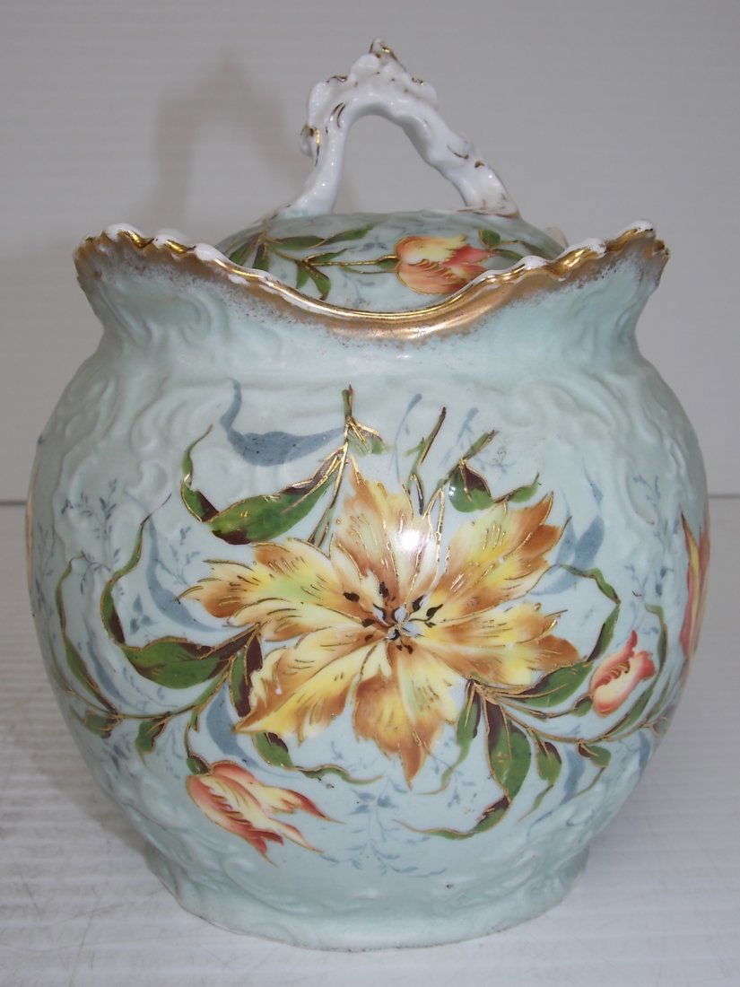 ANTIQUE HAND PAINTED PORCELAIN BISCUIT JAR May 19, 2013 Manny's