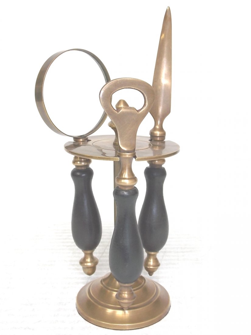 DECORATIVE 3PC SOLID BRASS DESK SET