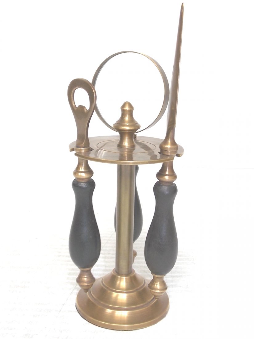 DECORATIVE 3PC SOLID BRASS DESK SET - 2