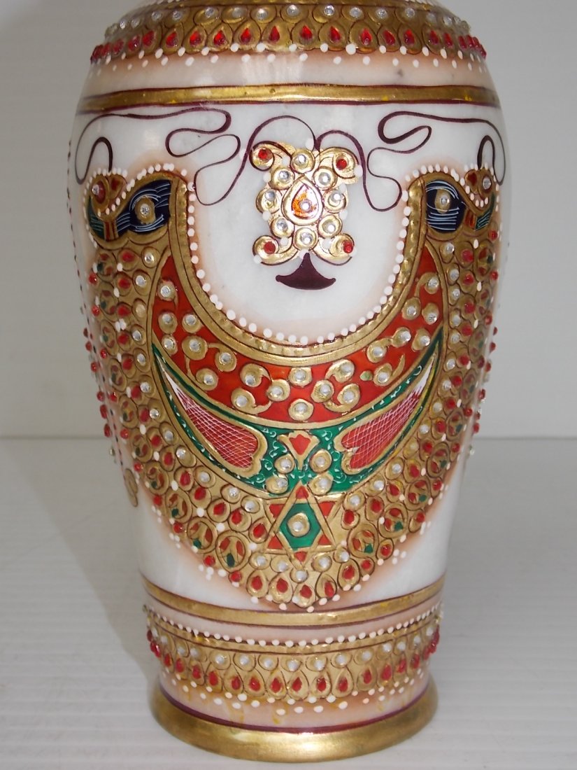DECORATIVE HAND PAINTED NATURAL MARBLE VASE - 3
