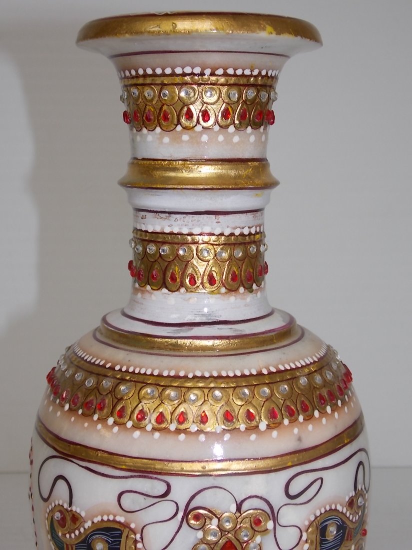 DECORATIVE HAND PAINTED NATURAL MARBLE VASE - 4