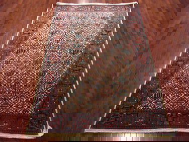 Vintage Estate Semi-Antique Handmade Middle Eastern Herati Rug