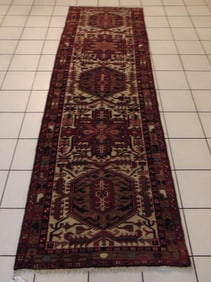 Vintage Estate Semi Antique Handmade Heriz Runner Rug