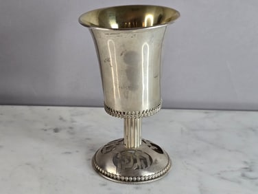 Vintage Jewish Judaica Sterling Silver Netafim Shabbat Kiddush Cup