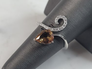 Womens  Estate Sterling Silver Citrine Ring