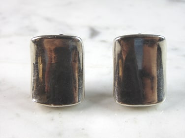 Womens Vintage Estate Sterling Silver  Modernist Clip On Earrings