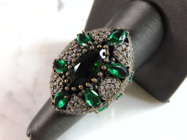 Womens Vintage Estate Sterling Silver Modernist CZ Ring