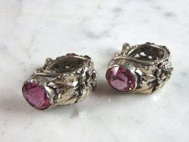 Womens Vintage Estate Sterling Silver Floral Screw On Earrings